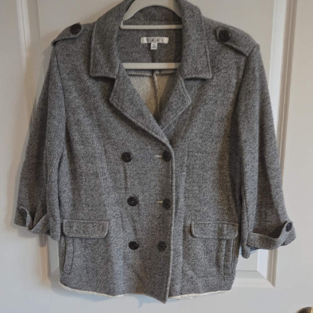 Cabi 393 Shrunken Knit Peacoat Heather Gray Size XL
